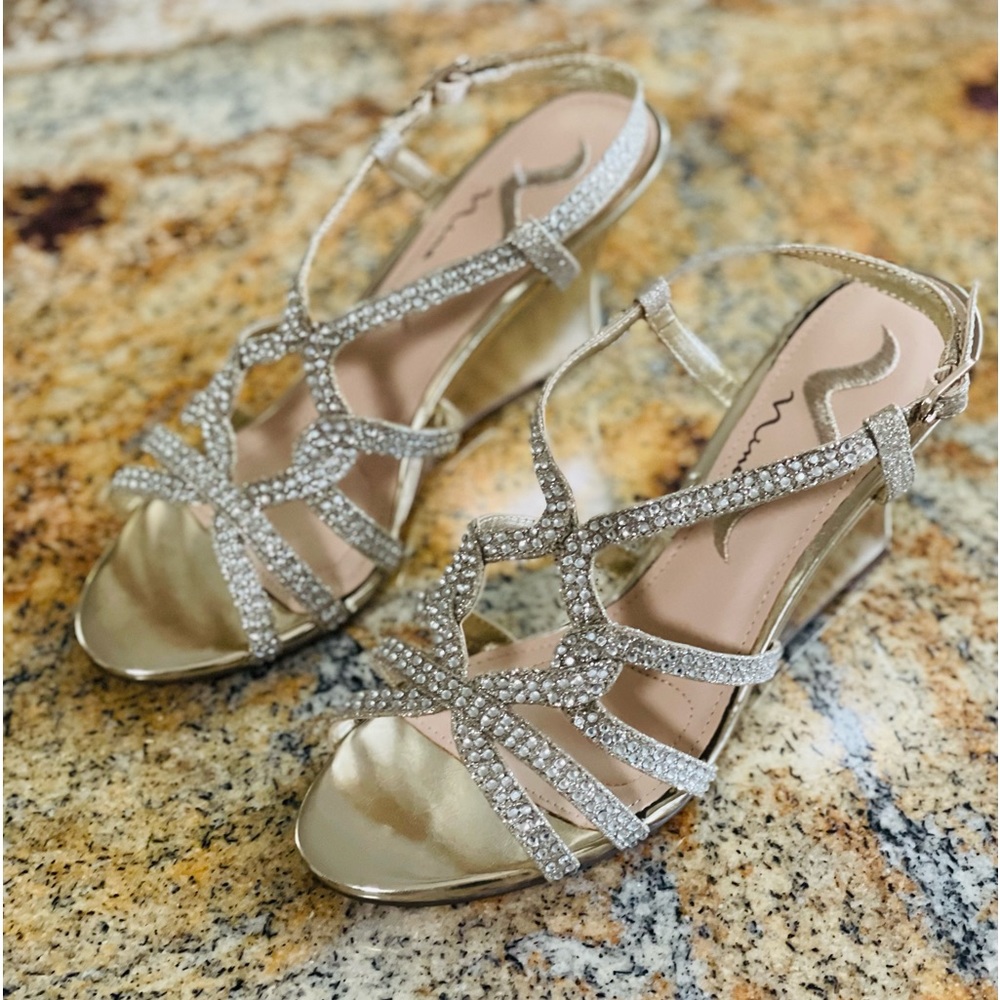 Nina Dress Sandal With Wedge Heel Size 7M